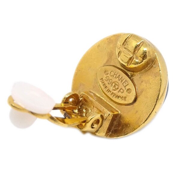 Chanel Gripoix Button Earrings Purple Clip-On 99P 195596 - Picture 4 of 4